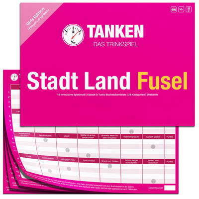 TANKEN Stadt Land Fusel Trinkspiel - Girls Edition - 