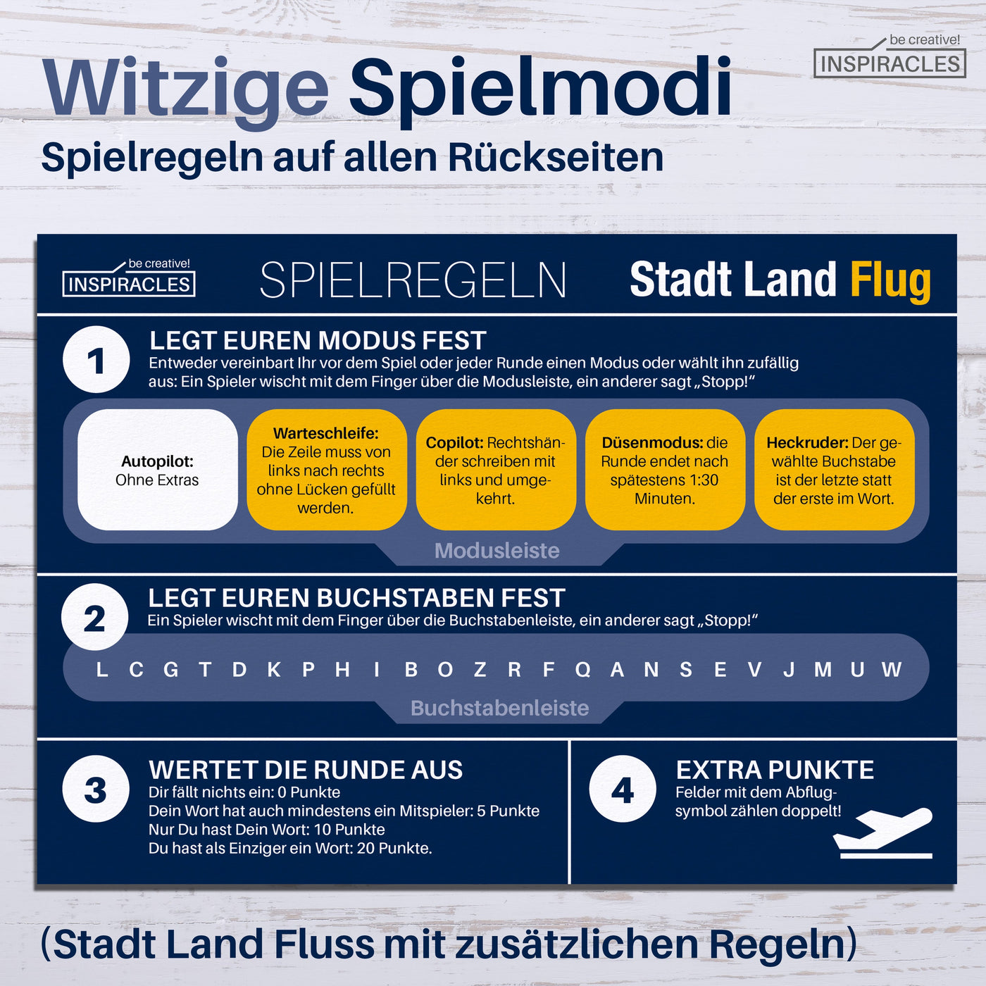Stadt Land Flug Reisespiel - DIN A5 Format - Spiel