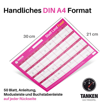 TANKEN Stadt Land Fusel Trinkspiel - Girls Edition - 