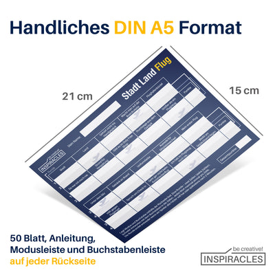 Stadt Land Flug Reisespiel - DIN A5 Format - Spiel