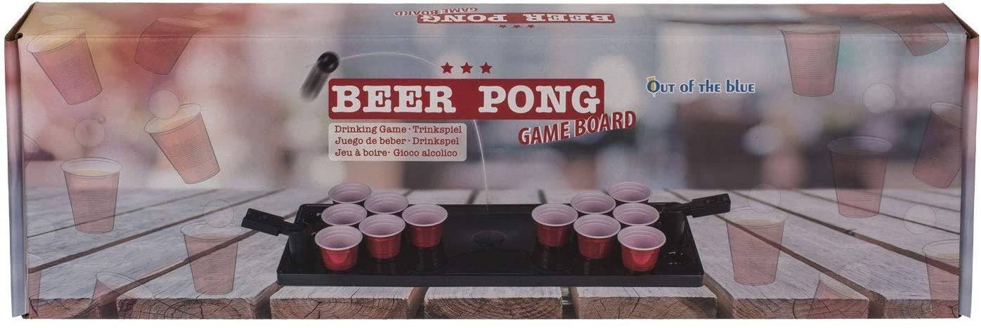 Trinkspiel, Beer Pong, mit Spielbrett & 12 Trinkbechern